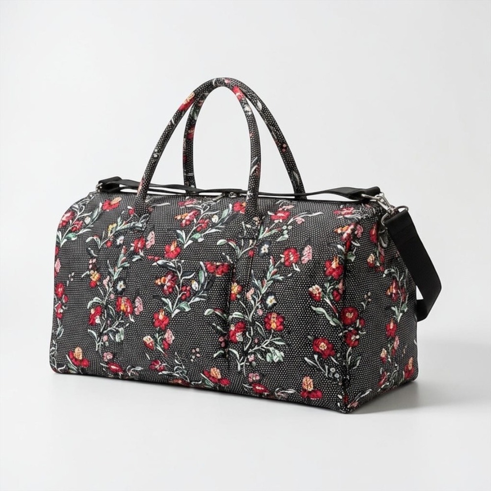 Vera Bradley Overnight Travel Tote Perennials Noir Dot NWT